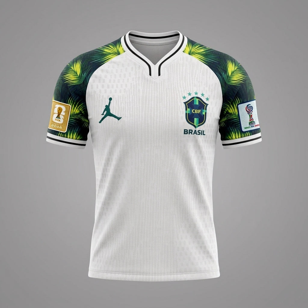 Brazil Jersey – White Palm Print